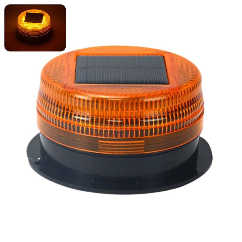 Solar-powered vehicle-mounted strobe light, waterproof roadblock flashing light for engineering vehicles, strong magnetic roof-mounted nighttime parking sensor strobe light.